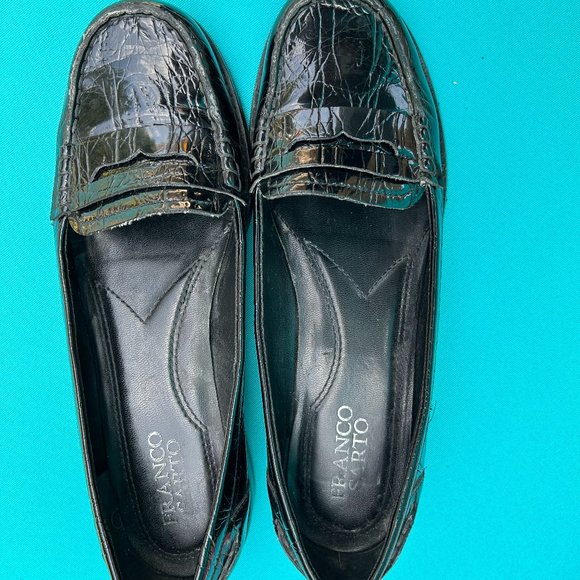 Franco Sarto Croco-Embossed Patent Leather Penny Loafers - Picture 4 of 5